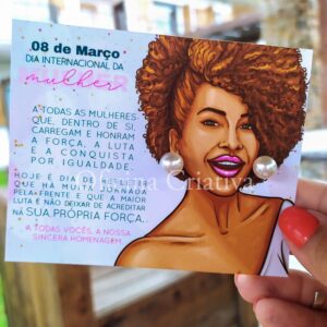 Brincos de pérola com card - Mimo dia da mulher